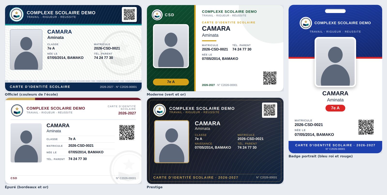 Modèles de cartes scolaires