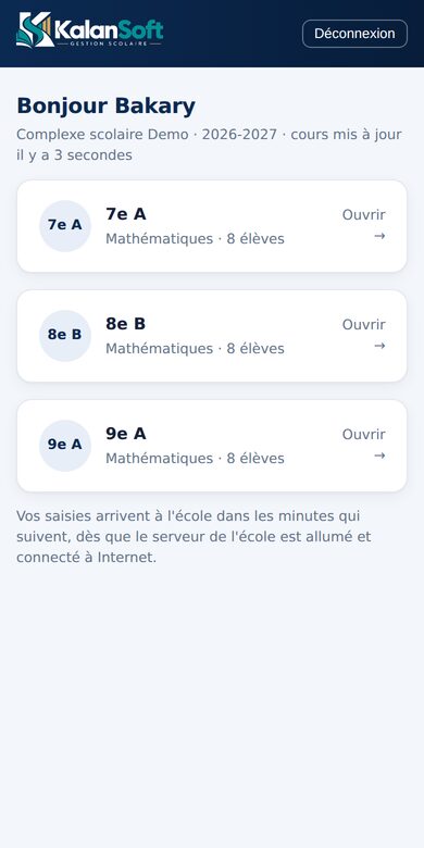 Liste des cours de l'enseignant